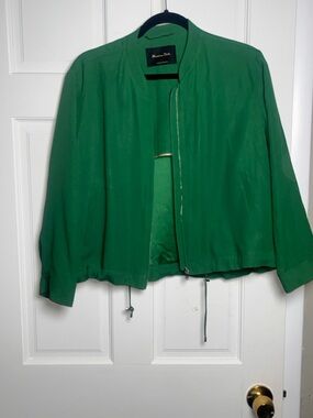 Massimo Dutti green bomber jacket M Zip Front